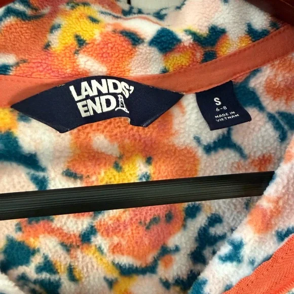 Lands’ End Floral Quarter Zip Fleece Pullover Cozy Casual Layer Size Small - Picture 3 of 3